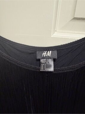 H&M Black tassel Scoop-Neck Top